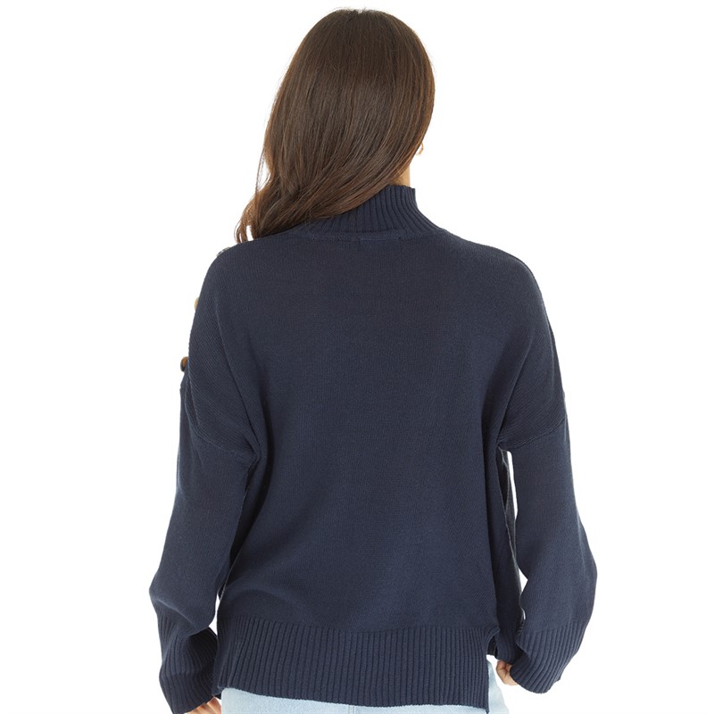 Buy Brave Soul Womens Buttio Jumper Navy