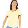 Brave Soul Womens Claudia T-Shirt Lemon/Navy