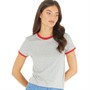 Brave Soul Womens Claudia T-Shirt Grey Marl/Red