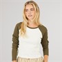 Brave Soul Womens Suzie Long Sleeve T-Shirt Cream/Khaki