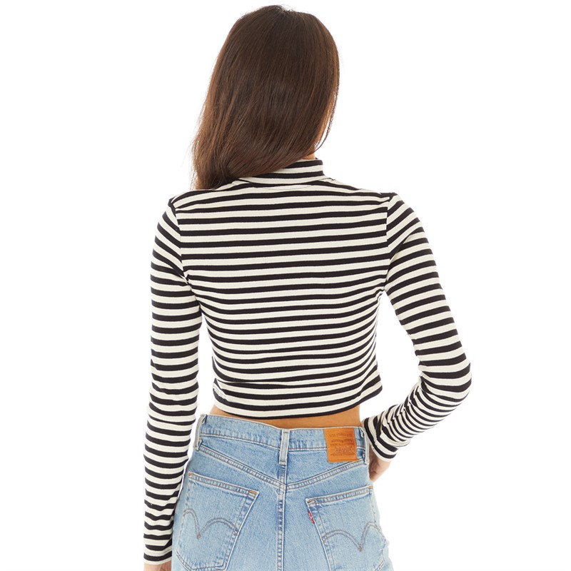 Brave Soul Womens Kassie Long Sleeve Top Black/Cream