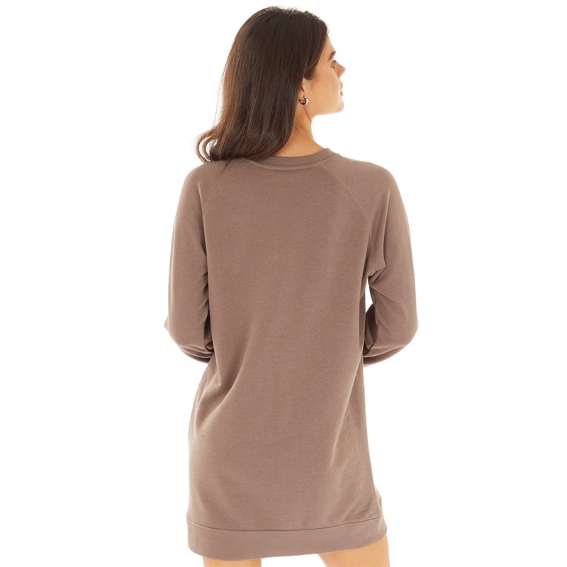 Brave Soul Womens Arizona Sweat Dress Deep Taupe