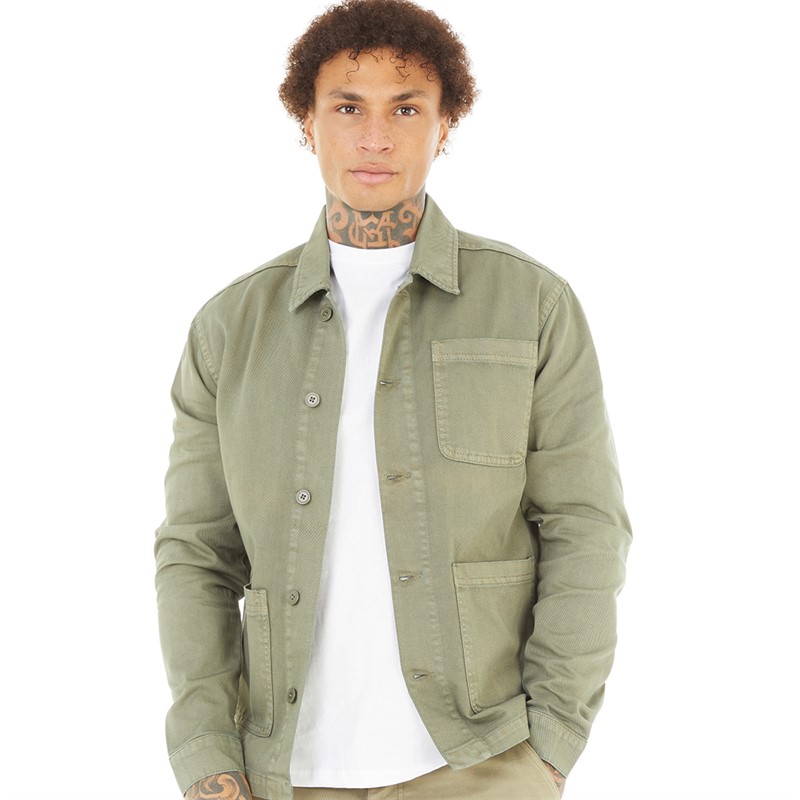 Brave Soul Mens Dorontwill Shacket Khaki