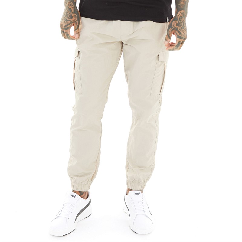 Brave Soul Mens Taslan Cargo Pants Stone