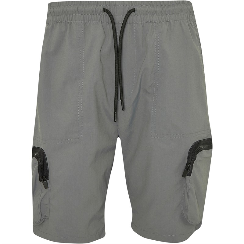 Brave Soul Mens Tech Cargo Shorts Mid Grey