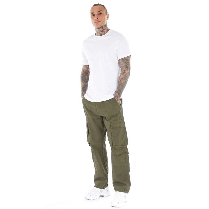 Brave Soul Mens Waves Cargo Trousers Khaki