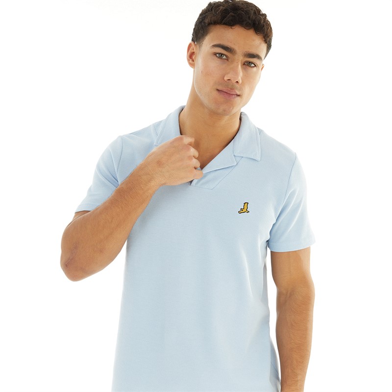 Brave Soul Polo en Waffle Homme Bleu Acier