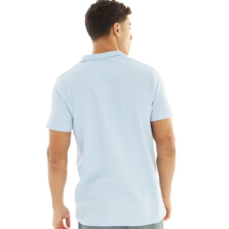 Brave Soul Polo en Waffle Homme Bleu Acier