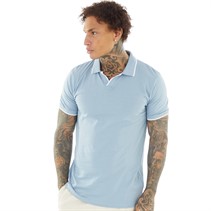 Brave Soul Mens Ferrat Polo Steel Blue/Optic White