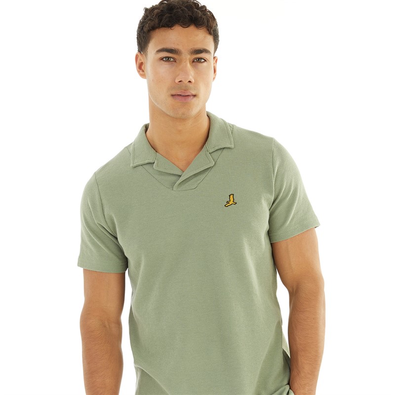 Brave Soul Mens Sonoma Waffle Polo Washed Sage Waffle