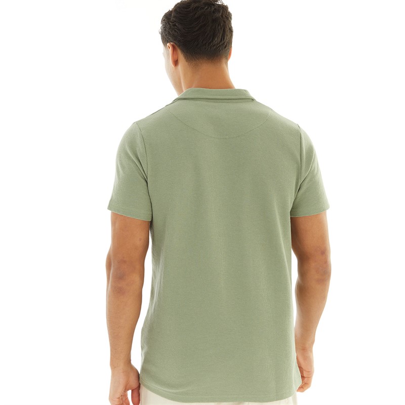 Brave Soul Mens Sonoma Waffle Polo Washed Sage Waffle