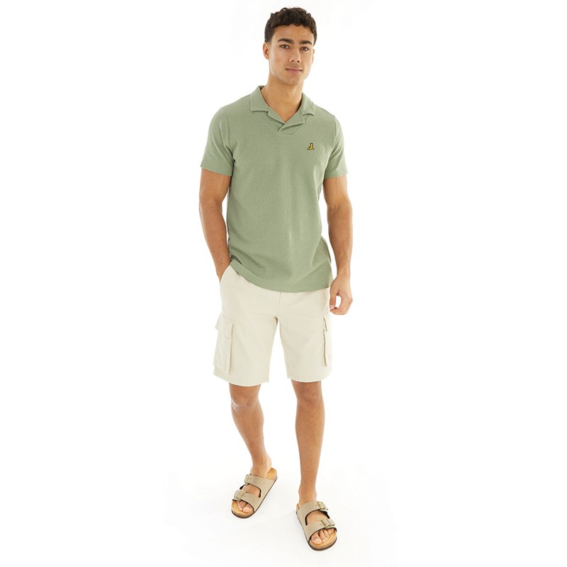 Brave Soul Mens Sonoma Waffle Polo Washed Sage Waffle