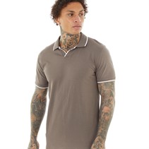 Brave Soul Mens Ferrat Polo Taupe/Optic White