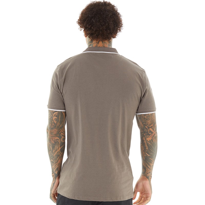 Brave Soul Mens Ferrat Polo Taupe/Optic White