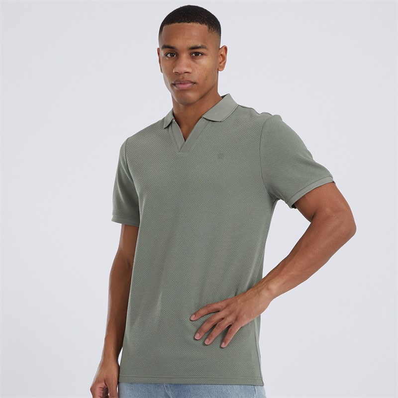 Brave Soul Mens Cadby Polo Washed Sage/Cream