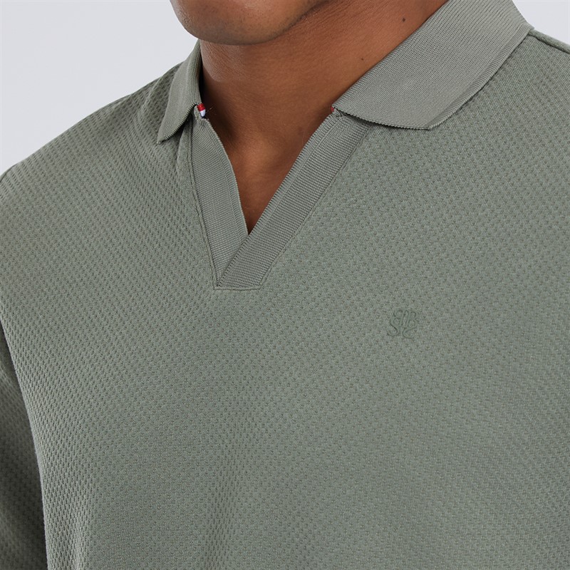 Brave Soul Mens Cadby Polo Washed Sage/Cream