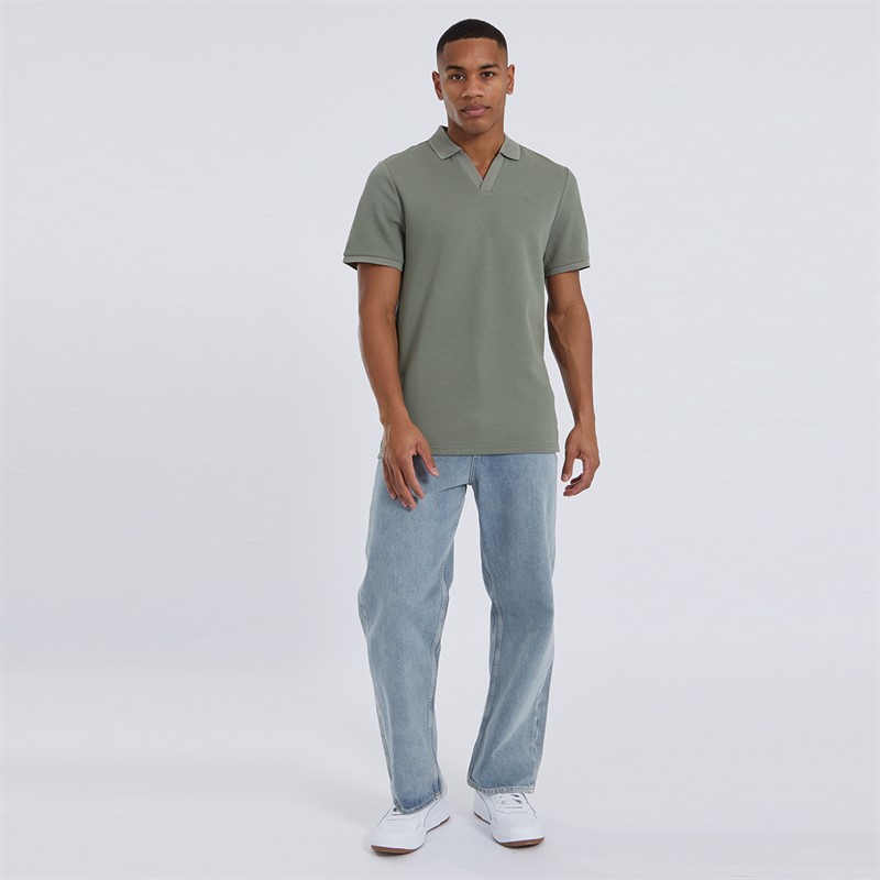 Brave Soul Mens Cadby Polo Washed Sage/Cream