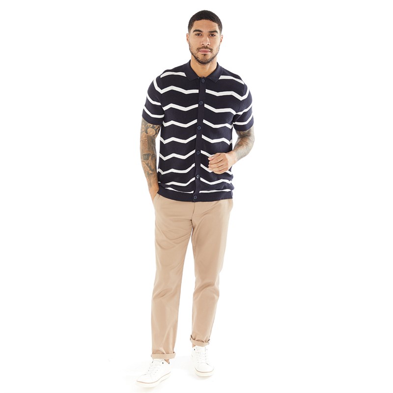 Buy Brave Soul Mens Milan Polo Midnight Navy White