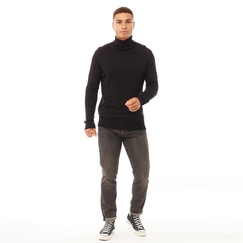 Buy Brave Soul Mens Hulme Roll Neck Knitwear Black