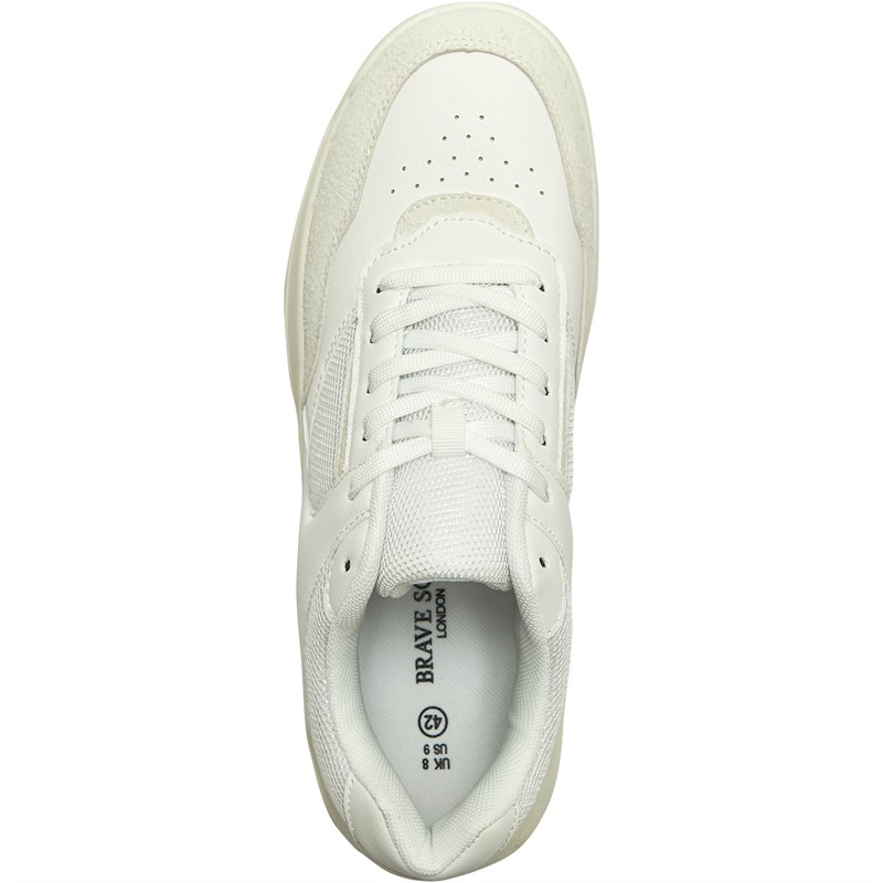 Brave Soul Mens Milan Trainers White Mono