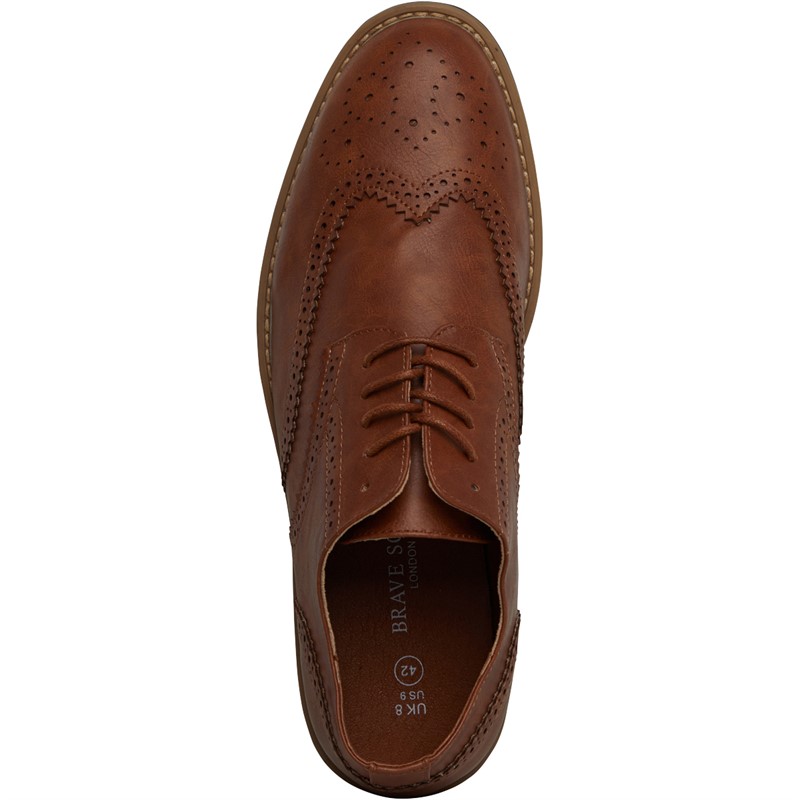 Brave Soul Mens Franklin Brogue Shoes Tan