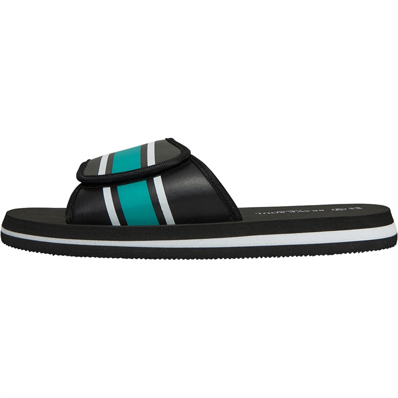 Brave Soul Mens Mateo Slides Black/Pool Green