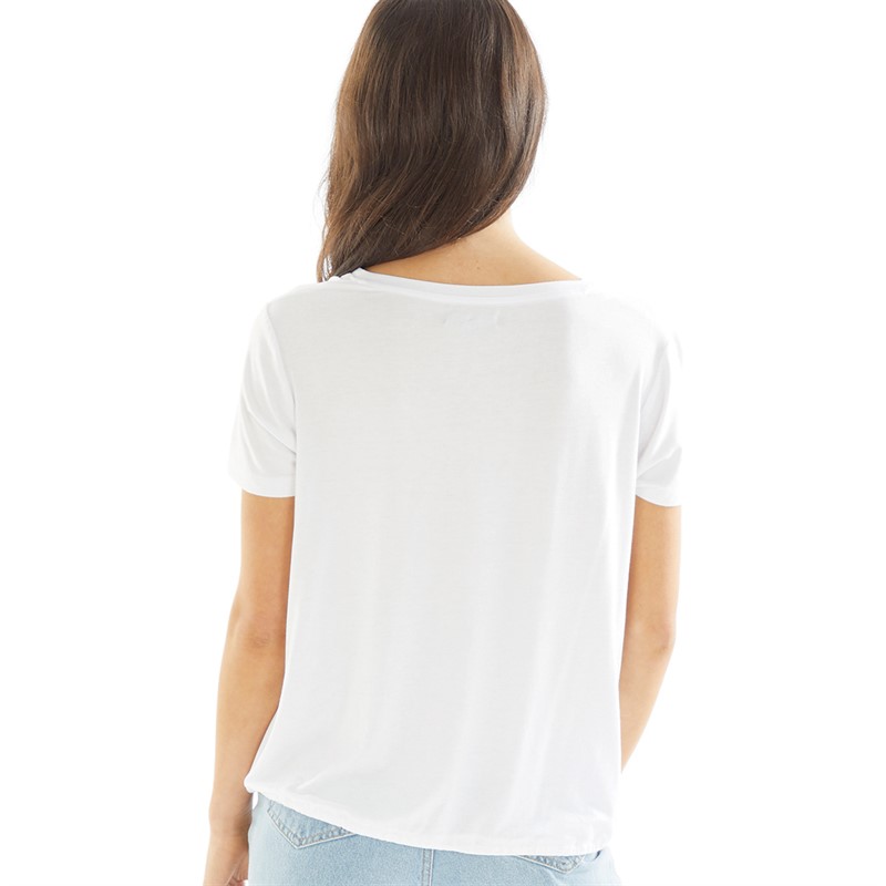 Brave Soul Womens Giselle V-Neck T-Shirt White