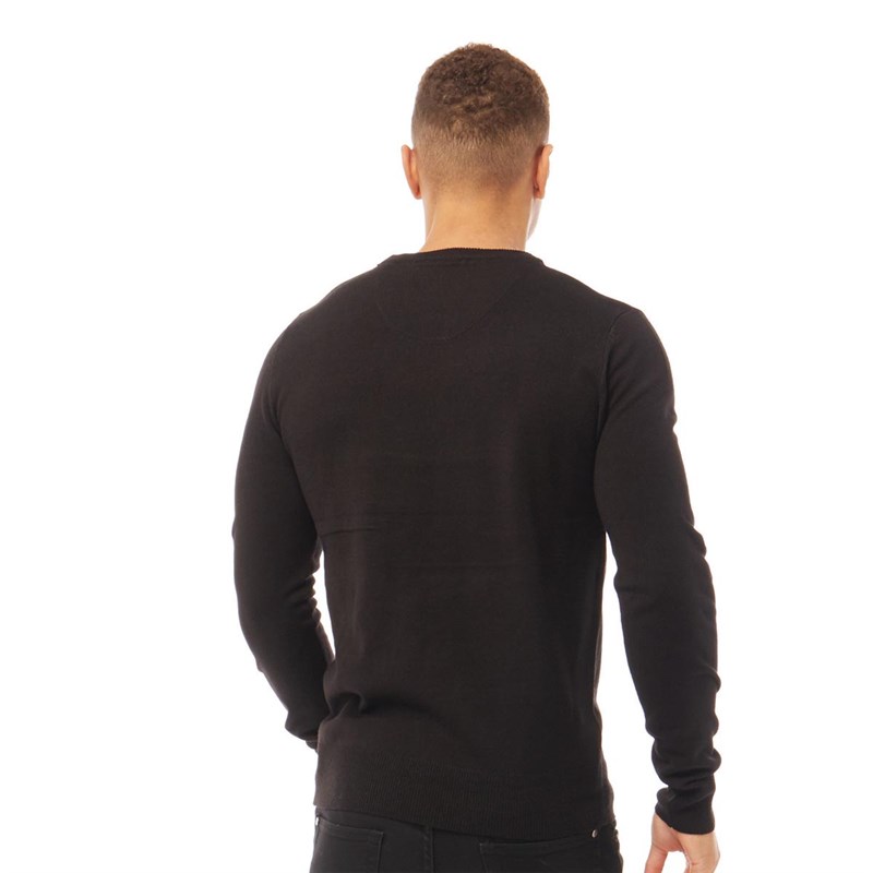 Buy Brave Soul Mens Einstein Crew Neck Knitwear Jet Black