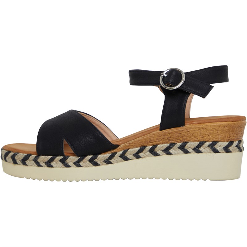 Brave Soul Womens Wedge Sandals Black