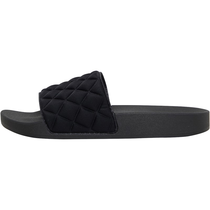 Brave Soul Womens Quilted Slides Black