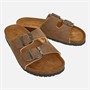 Brave Soul Womens Double Buckle Footbed Sandals Brown Washed