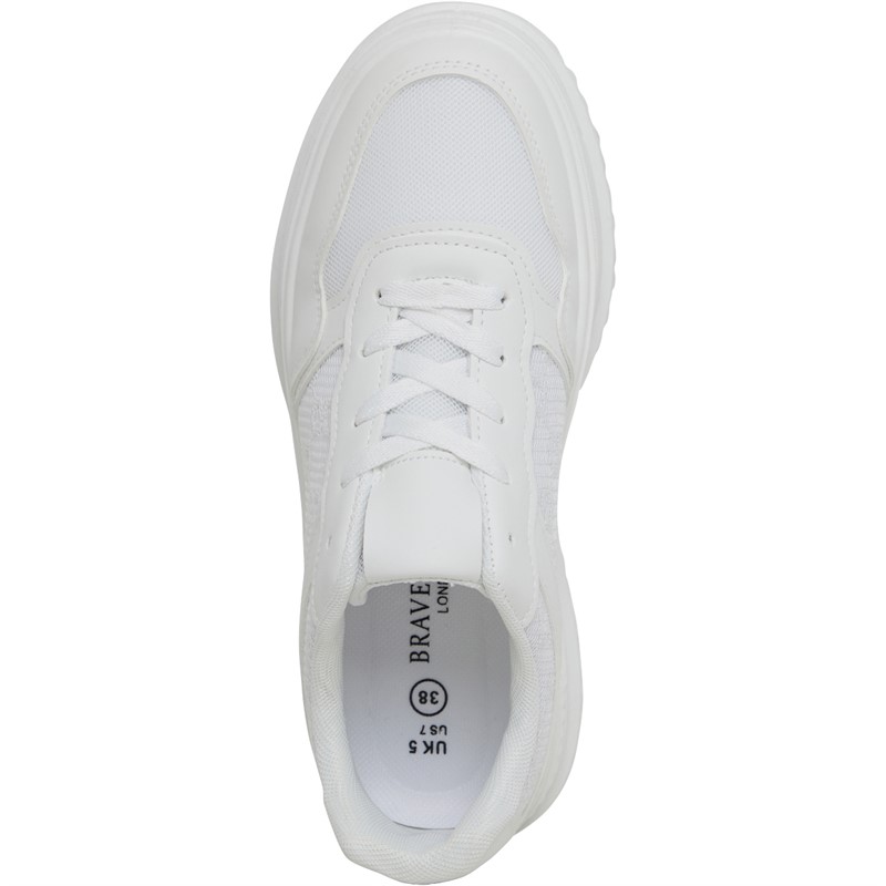 Brave Soul Womens Chunky Sole Trainers White Mono