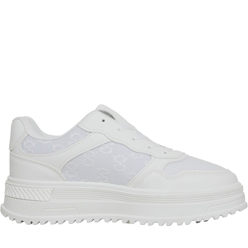 Brave Soul Womens Chunky Sole Trainers White Mono