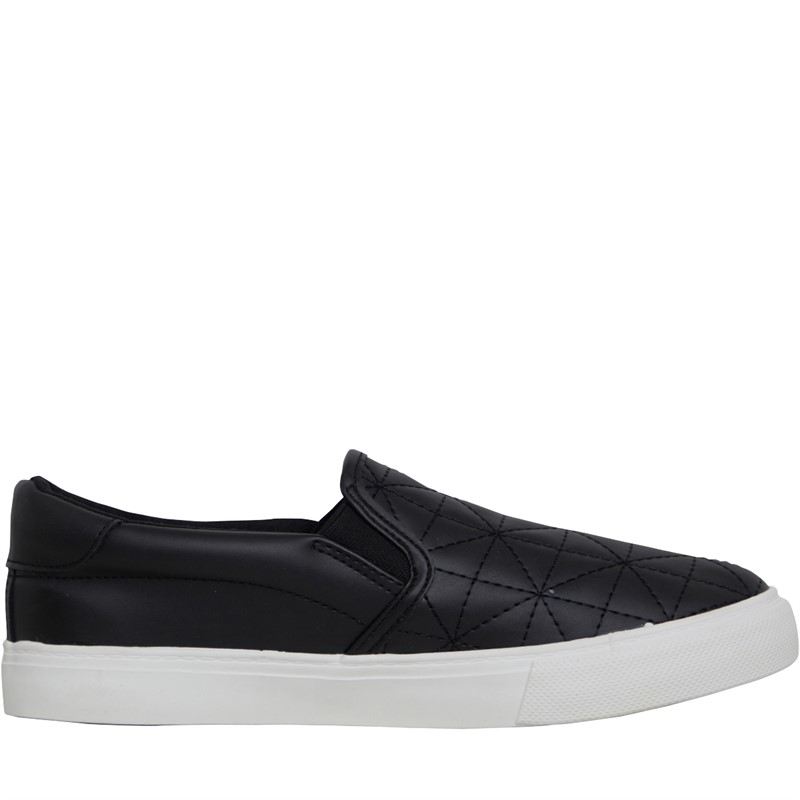 Brave Soul Womens Quilted Slip On Trainers Black/White