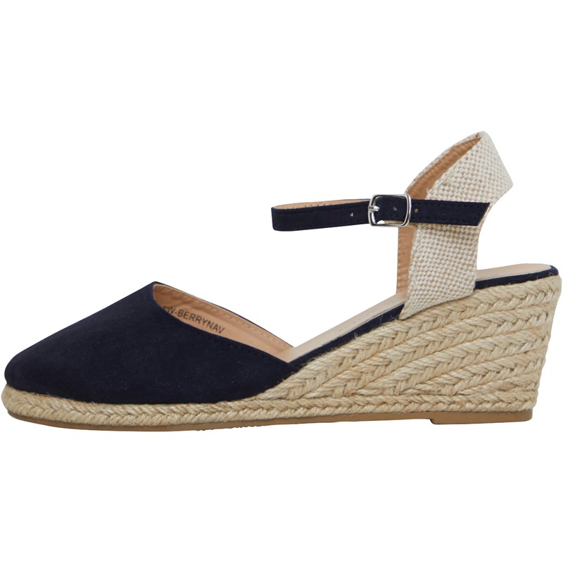 Brave Soul Womens Berry Wedge Espadrille Sandals Navy