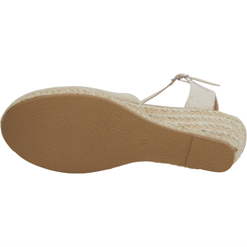 Brave Soul Womens Berry Wedge Espadrille Sandals Beige