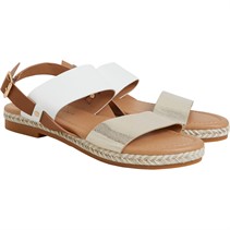 Brave Soul Womens Ankle Strap Flat Sandals White/Tan/Gold