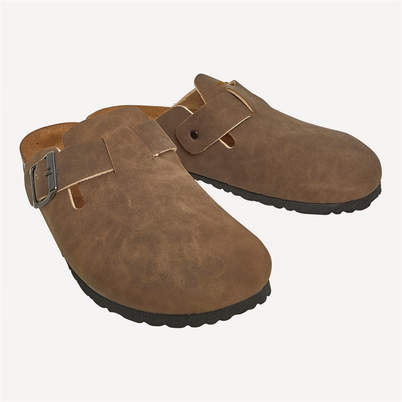 Brave Soul Womens Mule Footbed Sandals Brown Washed