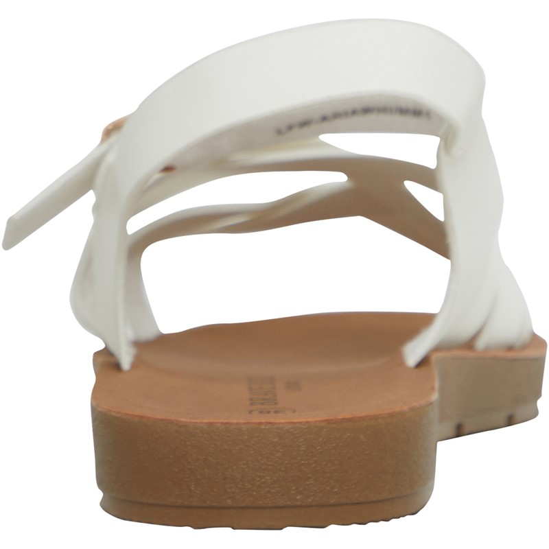 Brave Soul Womens Aria Ankle Strap Flat Sandals White