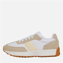 Brave Soul Womens Retro Trainers White/Taupe/Cream