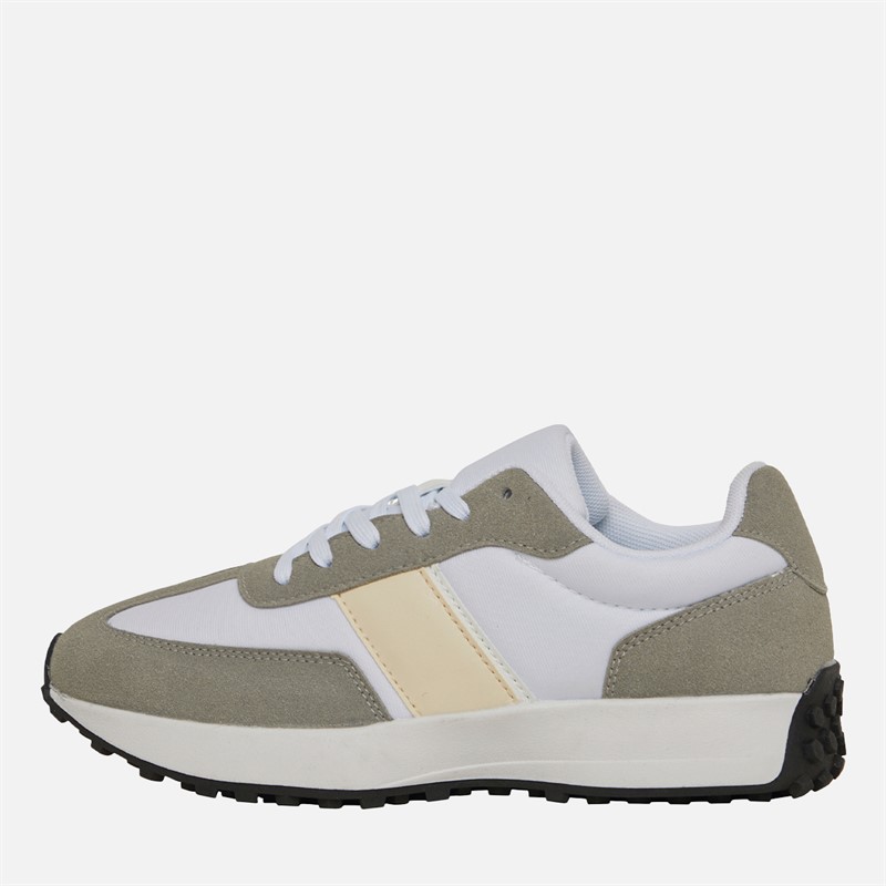 Brave Soul Womens Retro Trainers Grey/White/Cream