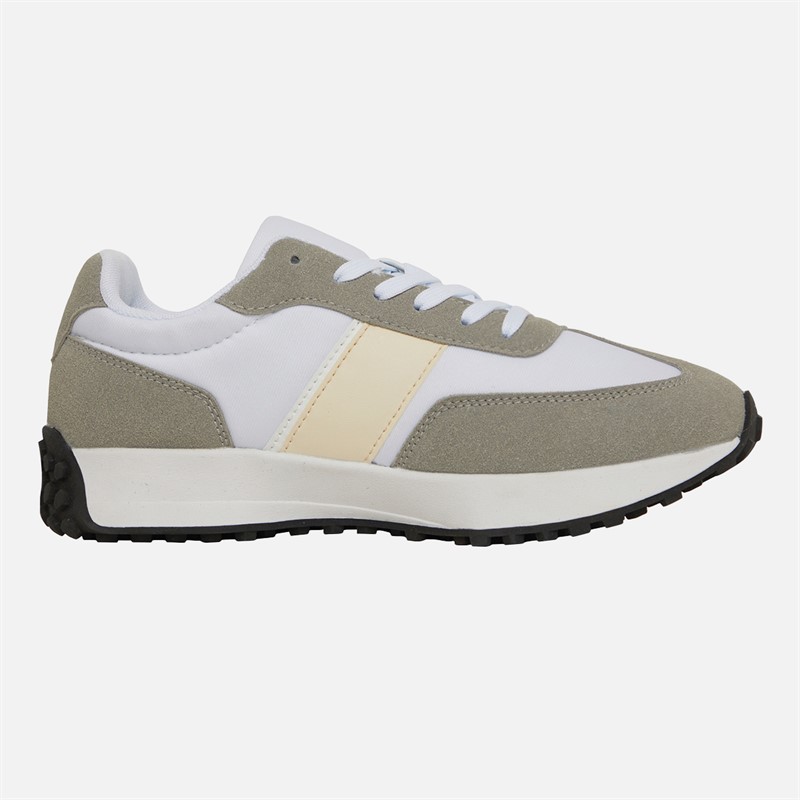 Brave Soul Womens Retro Trainers Grey/White/Cream