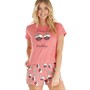 Brave Soul Womens Christmas Pud Shortie Pyjama Set Coral/Multi