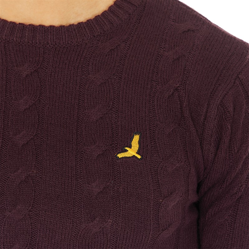 Brave Soul Mens Maoism Crew Neck Jumper Oxblood