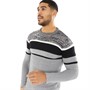 Brave Soul Mens Valor Crew Neck Jumper White/Black Twist/White/Black/Grey