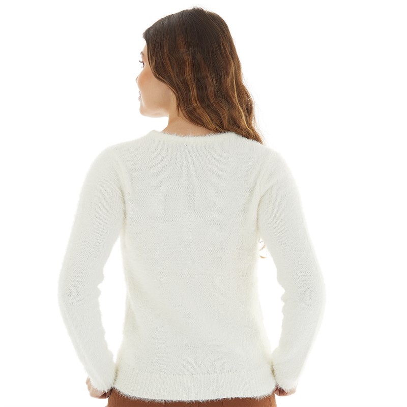 Brave Soul Womens Christmas Renheart Jumper Cream