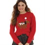 Brave Soul Womens Christmas Yule Dog Jumper Red