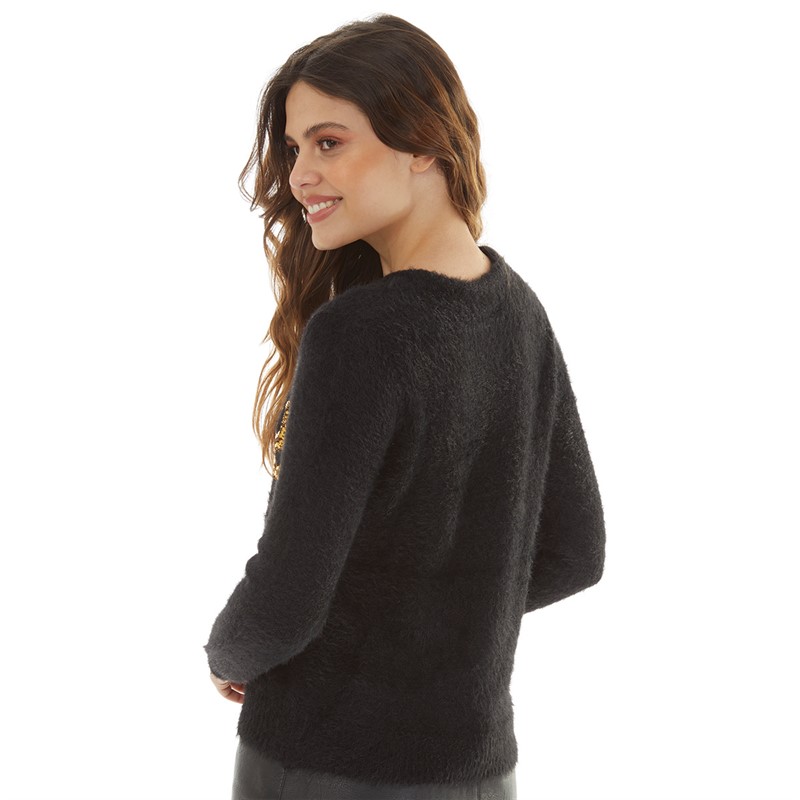 Brave Soul Womens Christmas Renheart Jumper Black