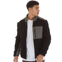 Brave Soul Mens Reevs Borg Jacket Black/Khaki