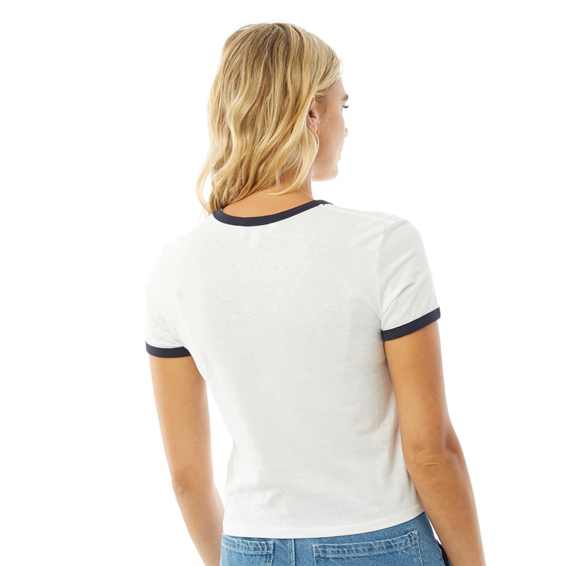 Brave Soul Womens Estella T-Shirt White/Navy